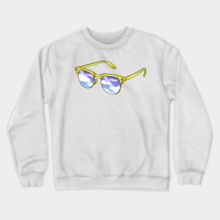 Yellow sunglasses with blue sky lenses Crewneck Sweatshirt